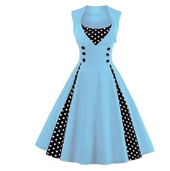 Dresses & Skirts - Pin-up Rockabilly Polka dot Sleeveless Swing Dress
